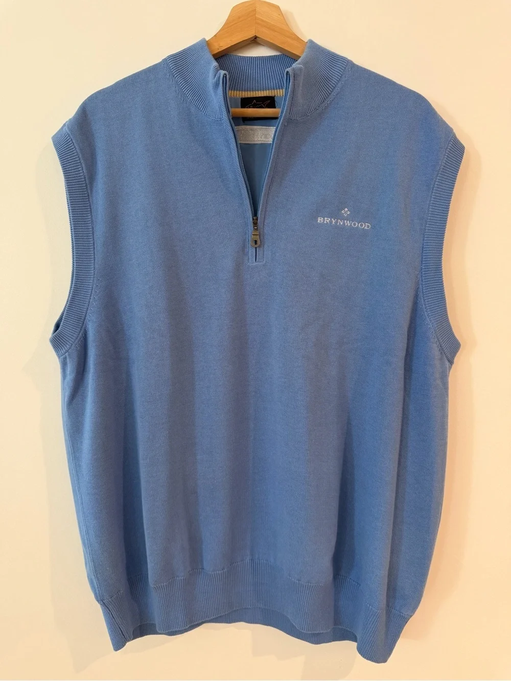 Greg Norman Brynwood Country Club Lined 1/4 Zip Golf Sweater Vest Blue Men's L